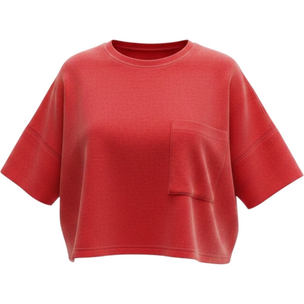 Spanx AirEssentials Short Sleeve Pocket Tee Red Boxy Lounge Top 2X 2XT